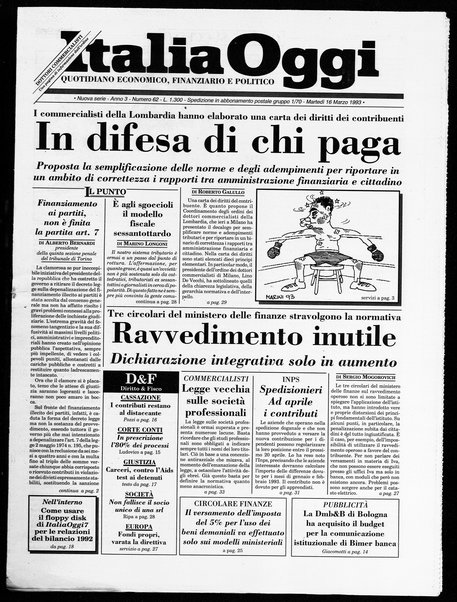 Italia oggi : quotidiano di economia finanza e politica